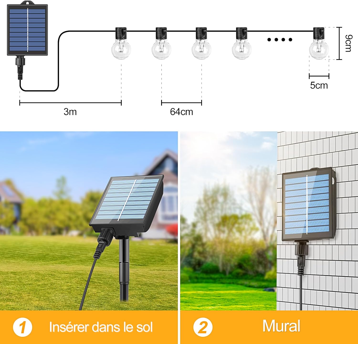 SOLAR GARLAND - 18 METERS - 20 LED BULBS