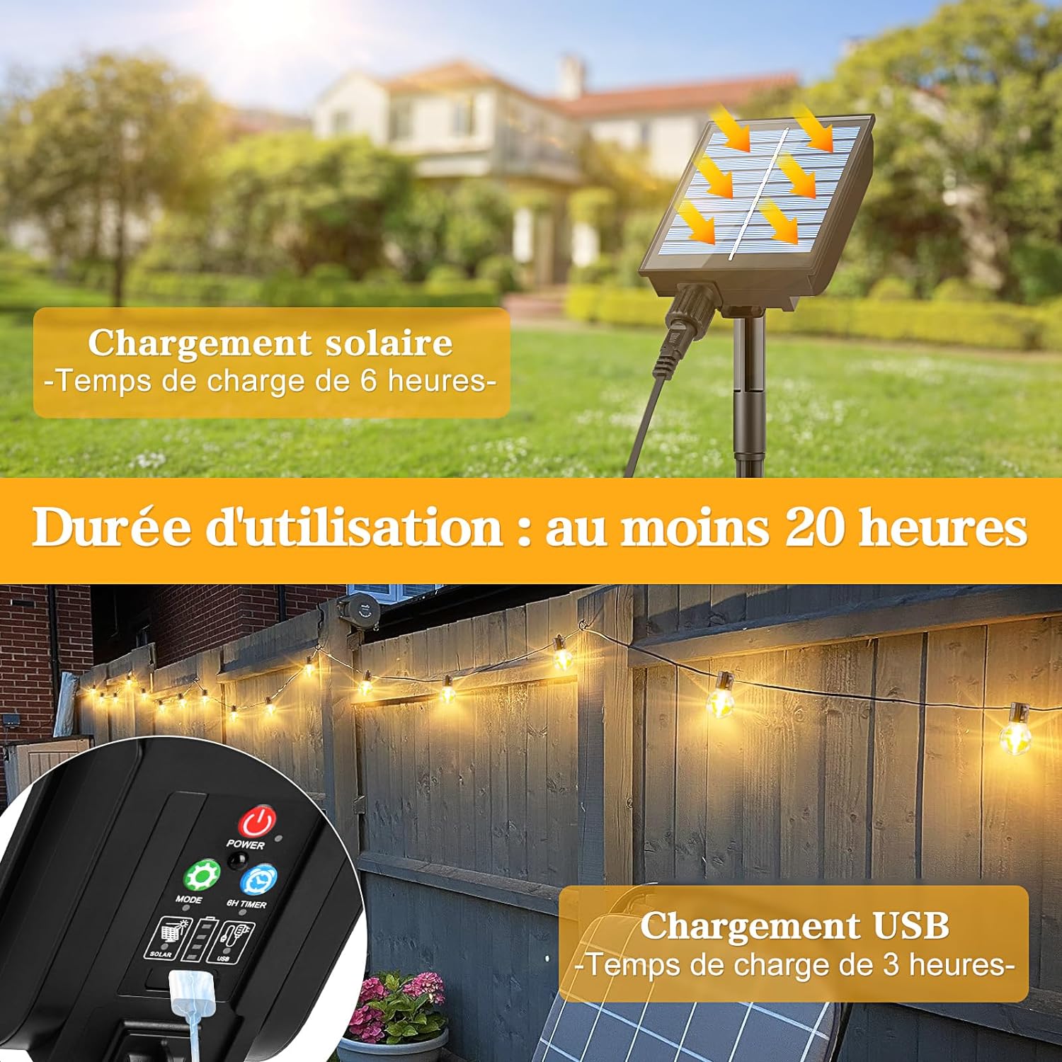 SOLAR GARLAND - 18 METERS - 20 LED BULBS