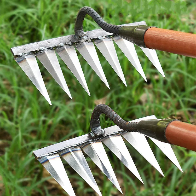 4/5/6/7 Teeth Iron Gardening Hoe Weeding Rake Farm Tool