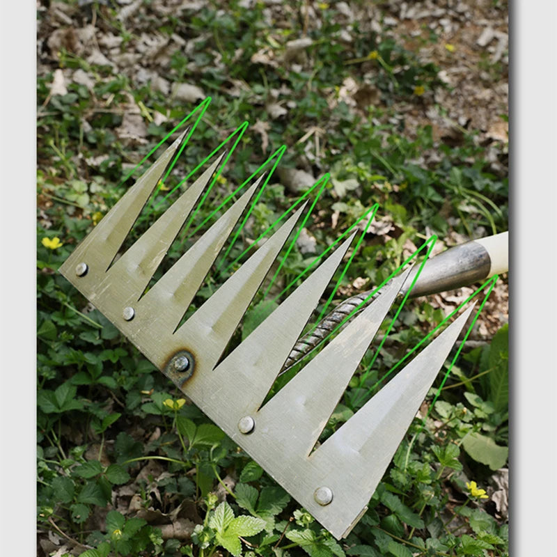 4/5/6/7 Teeth Iron Gardening Hoe Weeding Rake Farm Tool