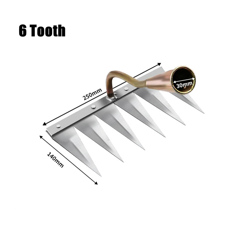 4/5/6/7 Teeth Iron Gardening Hoe Weeding Rake Farm Tool